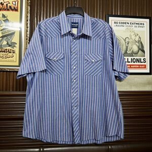 90s Vtg Wrangler Pearl Snap Shirt XXL Striped lightweight cotton Western Retro